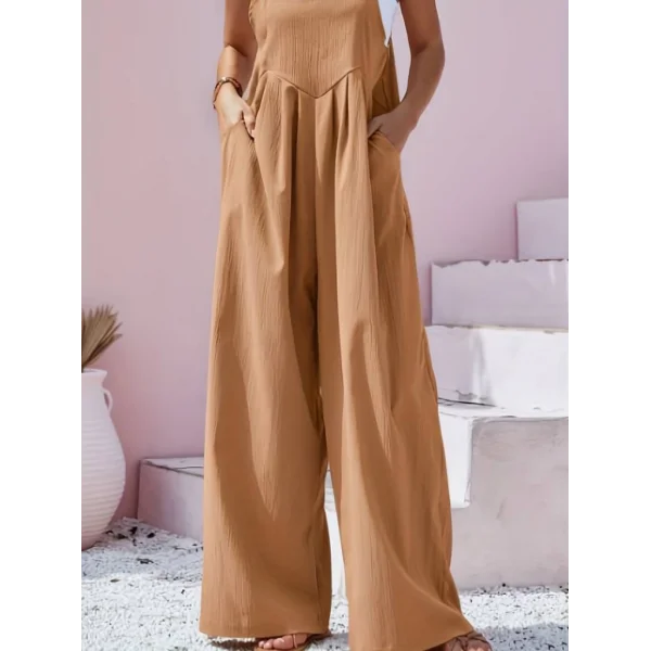 Kadın Bol Paça Keten Salopet Tulum