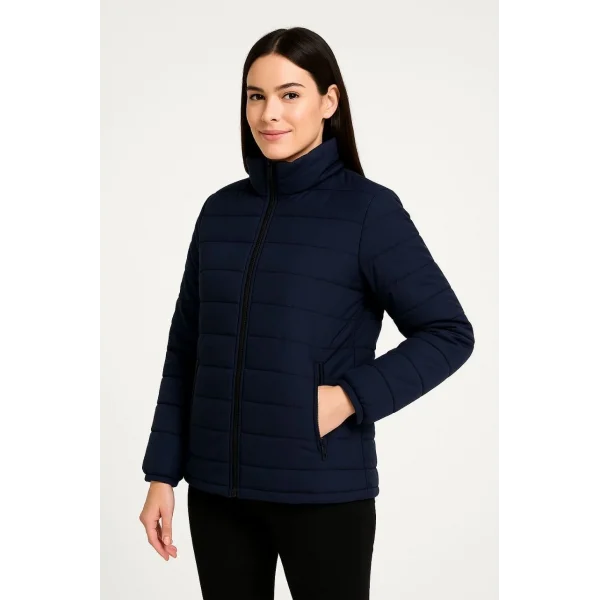 Kadın Bomber Mont Ceket – Su İtici Kumaş, Kapitone Astarlı, Fermuarlı, Kışlık - Lacivert