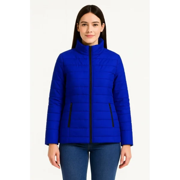 Kadın Bomber Mont Ceket – Su İtici Kumaş, Kapitone Astarlı, Fermuarlı, Kışlık - Saks Mavisi