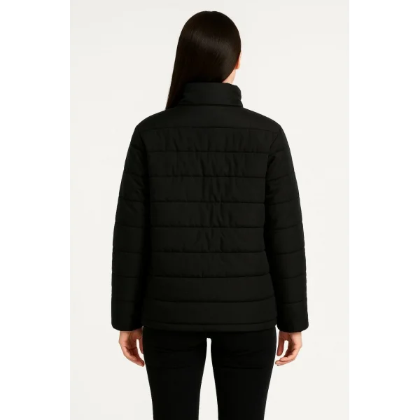 Kadın Bomber Mont Ceket – Su İtici Kumaş, Kapitone Astarlı, Fermuarlı, Kışlık - Siyah