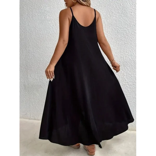 Kadın Boyundan Askılı Damla Detaylı Halkalı Asimetrik Kesim Viskon Elbise