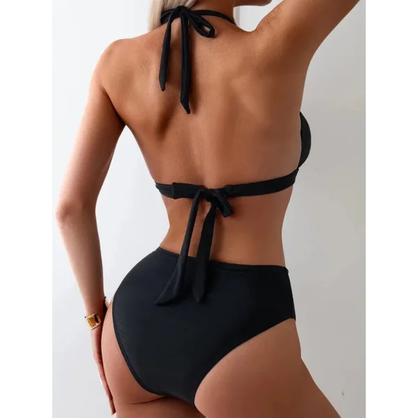 Kadın Boyundan Bağlamalı Zincirli Dalgıç Ikili Mayo Takım