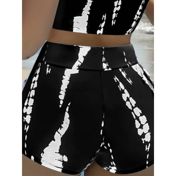 Kadın Büzgü Detay Askılı Crop Mini Tayt Ikili Takım