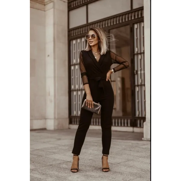 Kadın Ceket Yaka Detay Kolları Tül Tulum