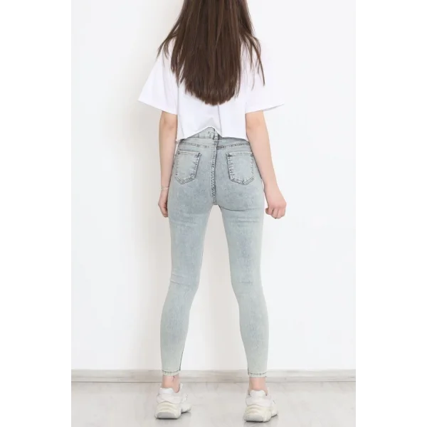 Kadın Cep Detay Kar Yıkamalı Kot Pantolon