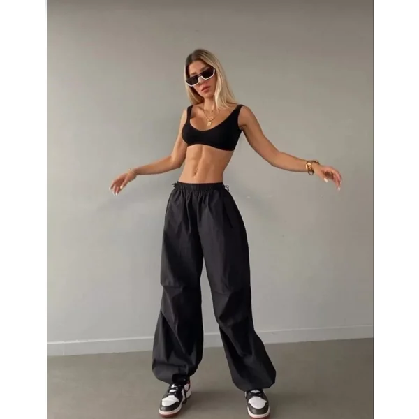 Kadın Cepli Paraşut Pantalon - Siyah