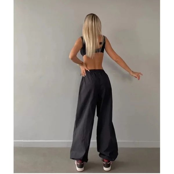 Kadın Cepli Paraşut Pantalon - Siyah