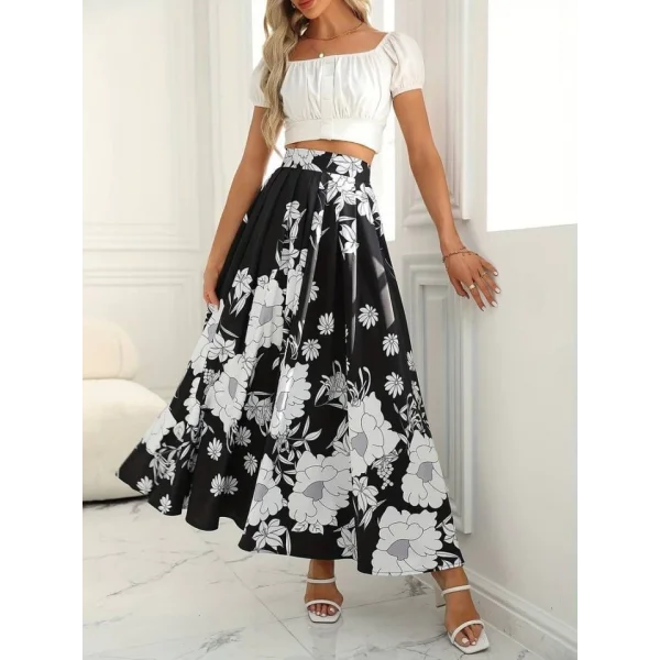 Kadın çiçek Baskılı Maxi Boy üprem Etek