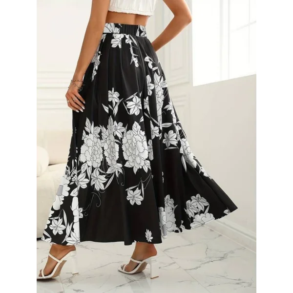 Kadın çiçek Baskılı Maxi Boy üprem Etek