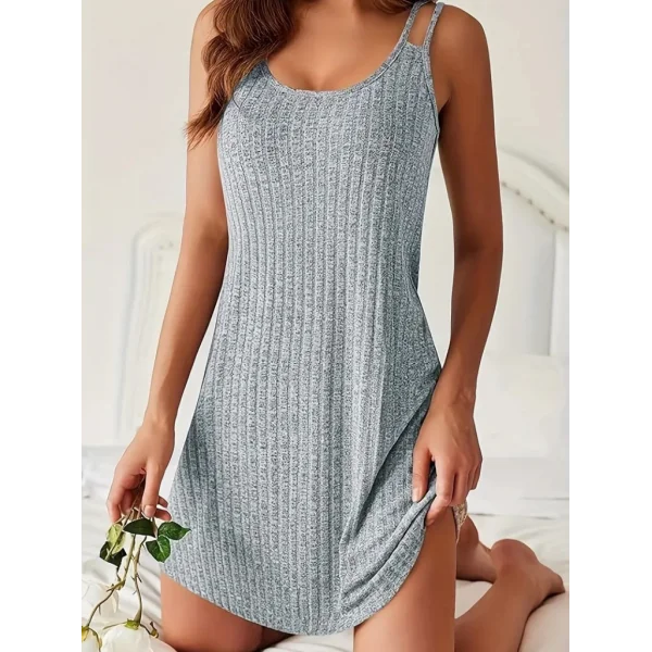 Kadın çift Askılı Yuvarlak Yaka Kalın Fitilli Kaşkorse Elbise