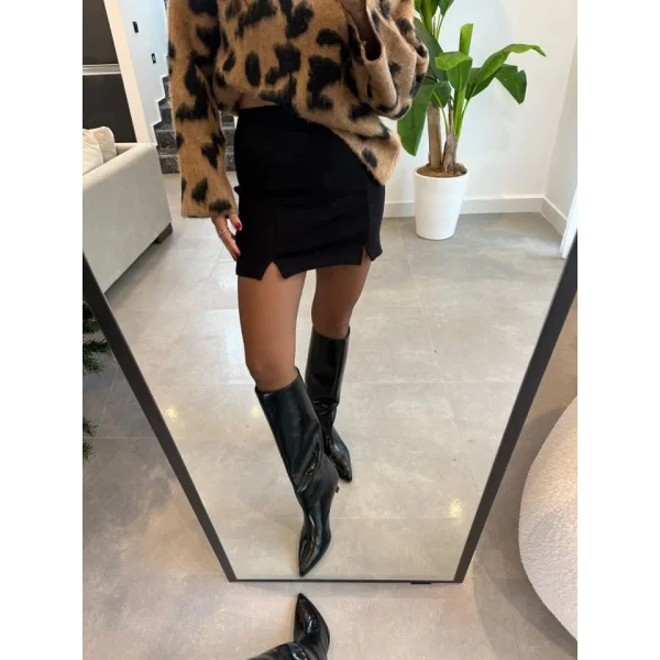 Kadın çift Yırtmaç Detaylı Mını Etek