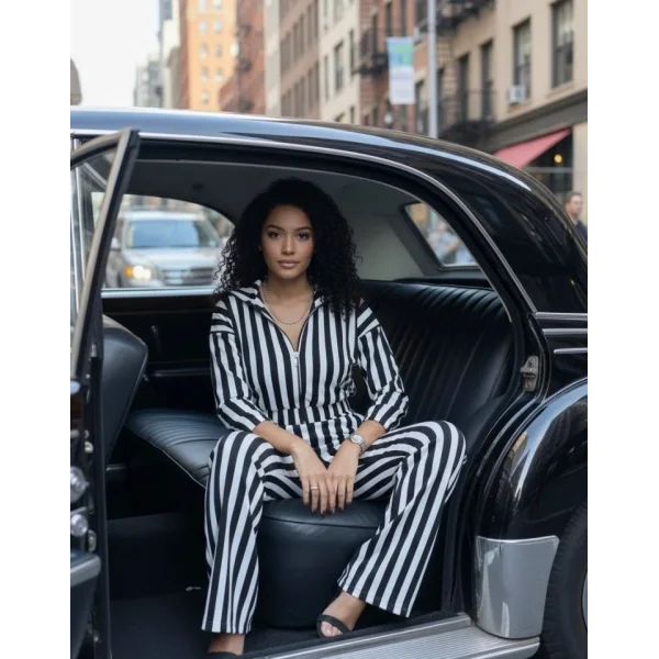 Kadın çizgi Detay Kadife Kumaş Hırka Pantolon Ikili Takım