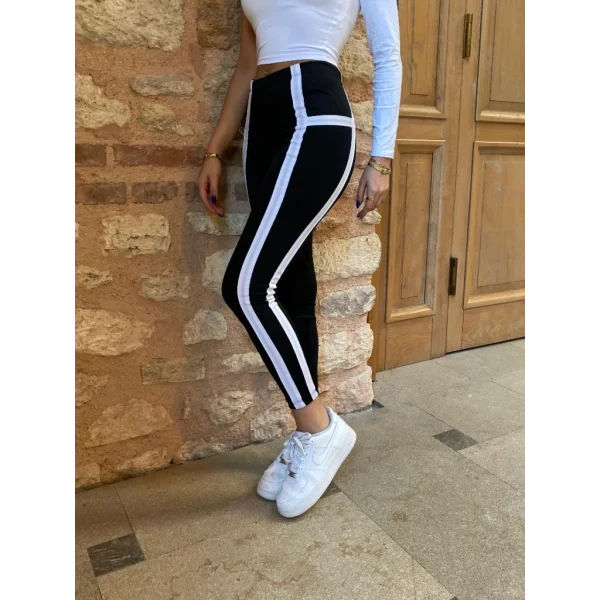 Kadın çizgili Egzersiz Dalgıç Tayt