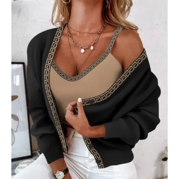 Kadın cuba Dalgıç Kumaş Bluz Ve Hırka Fırsat ürün Ikili Takım