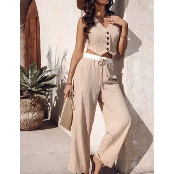 Kadın Dalgıç Krep Düğmeli Yelek Takım