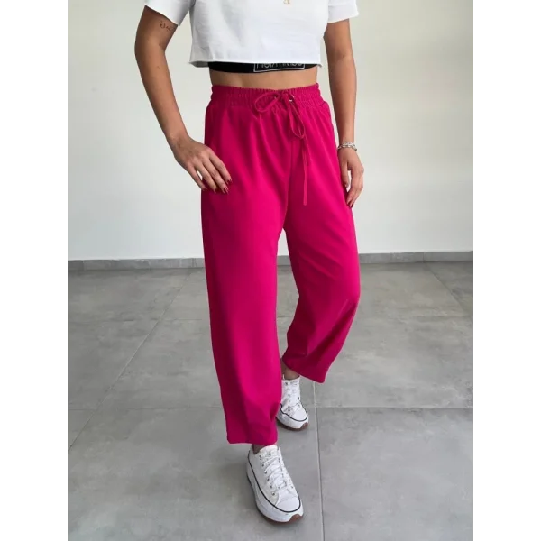 Kadın Dalgıç Krep Full Likralı Paçası Pens Detay Pantolon