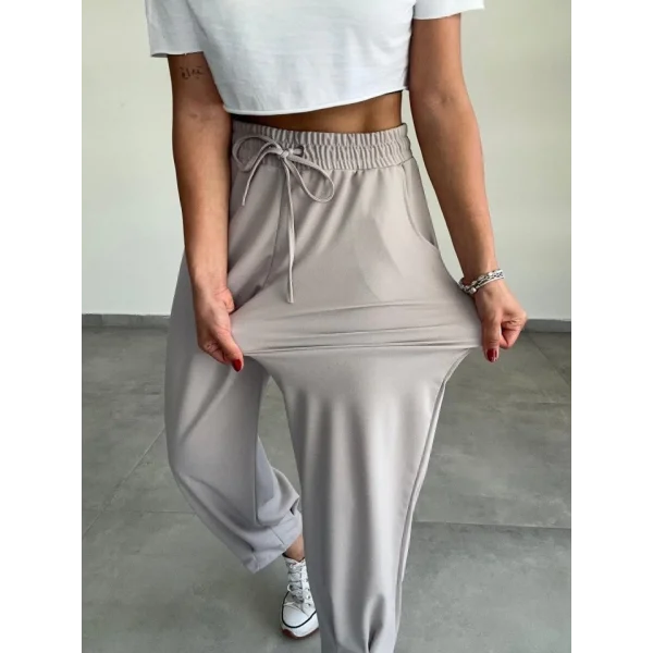 Kadın Dalgıç Krep Full Likralı Paçası Pens Detay Pantolon