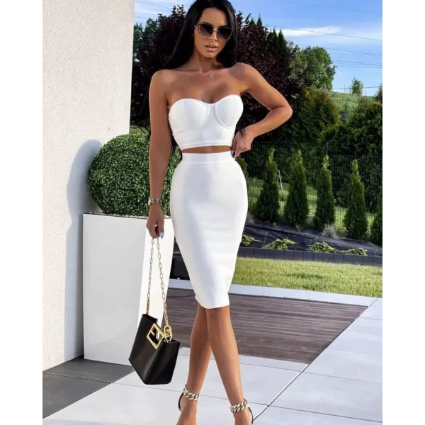 Kadın Dalgıç Krep Kumaş Gloplu Ikili Takım