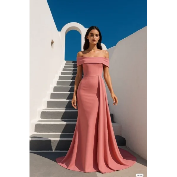 Kadın Dalgıç Krep Kumaş Maxi Boy Elbise