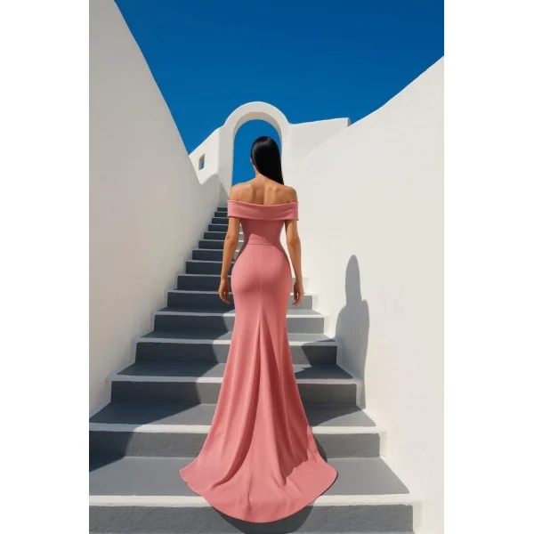 Kadın Dalgıç Krep Kumaş Maxi Boy Elbise