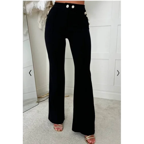 Kadın Dalgıç Kumaş Düğme Detaylı Yelek Pantolon Ikili Takım