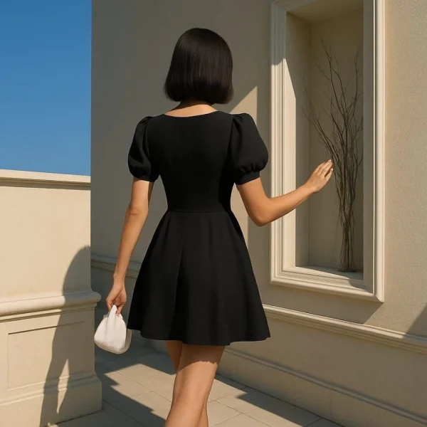 Kadın Dalgıç Kumaş Kalp Yaka Elbise