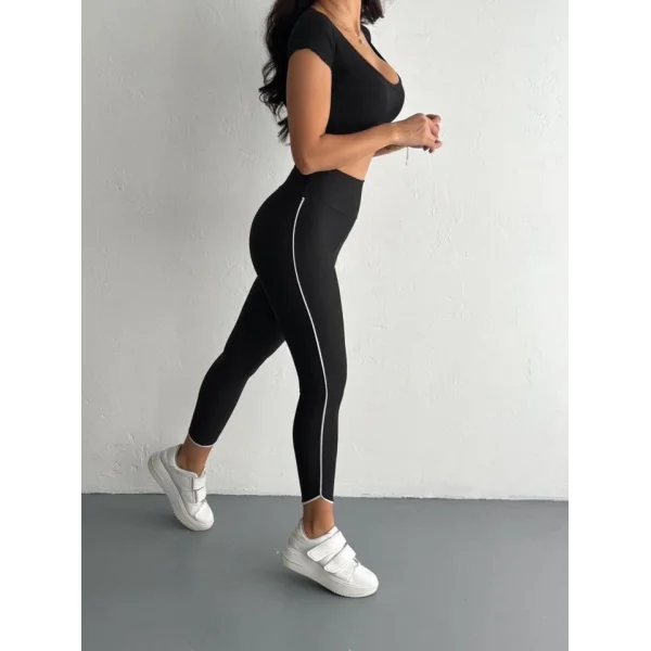 Kadın Dalgıç Kumaş Yüksek Bel Biyeli Tayt