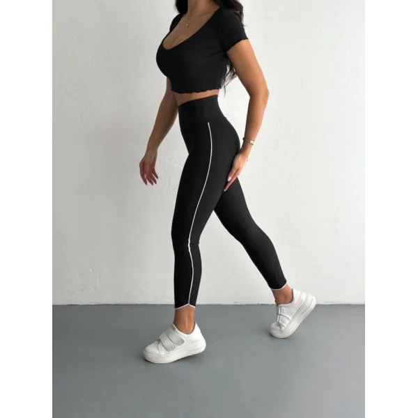 Kadın Dalgıç Kumaş Yüksek Bel Biyeli Tayt