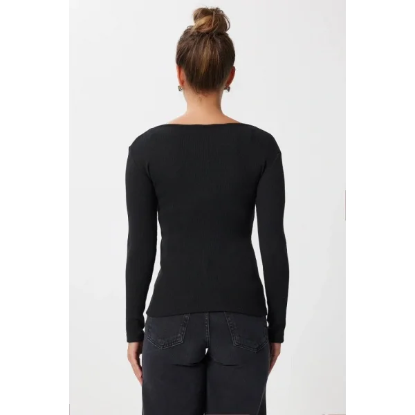 Kadın Dantel Detay V Yaka Kaskorse Kumaş Bluz