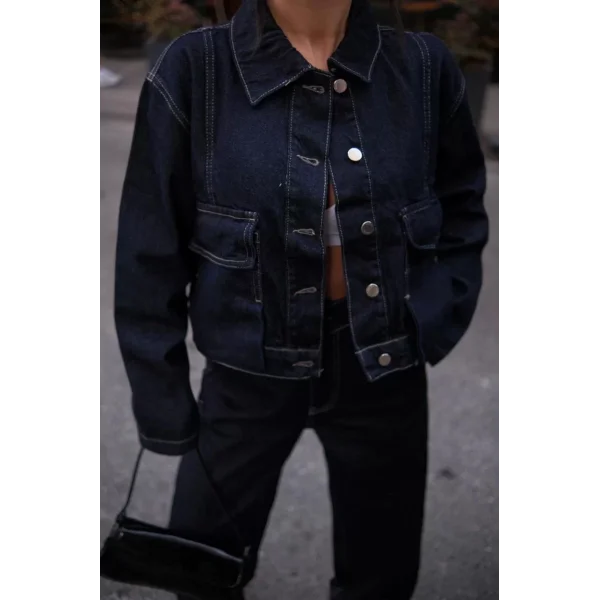 Kadın Denim Jeans Kot Takım - Siyah