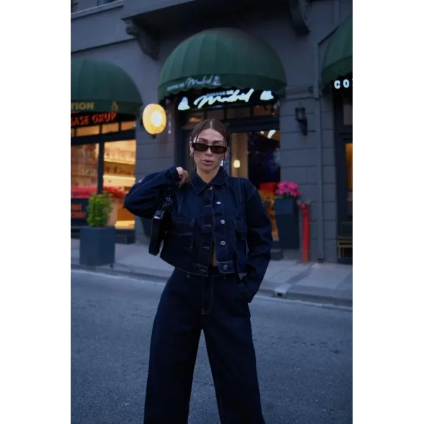 Kadın Denim Jeans Kot Takım - Siyah