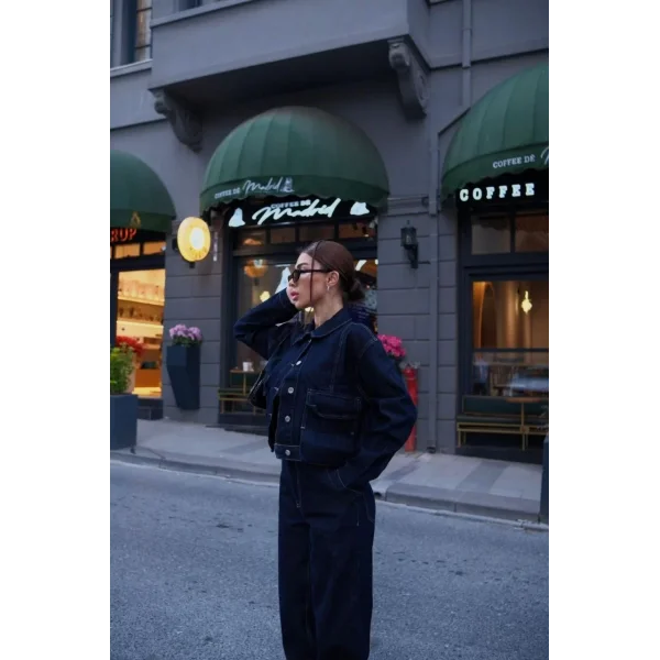 Kadın Denim Jeans Kot Takım - Siyah