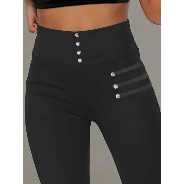 Kadın Deri çıt çıt Detaylı Toparlayıcı Dalgıç Tayt Pantolon