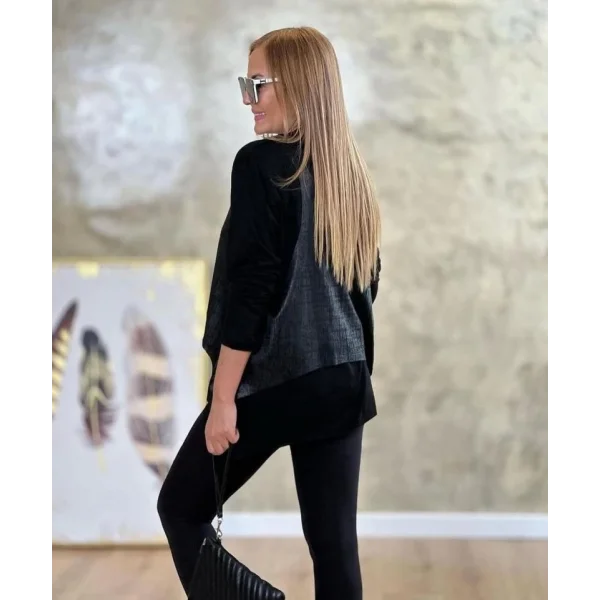 Kadın Deri Yelek Bluz Ve Kolye 3lü Takım