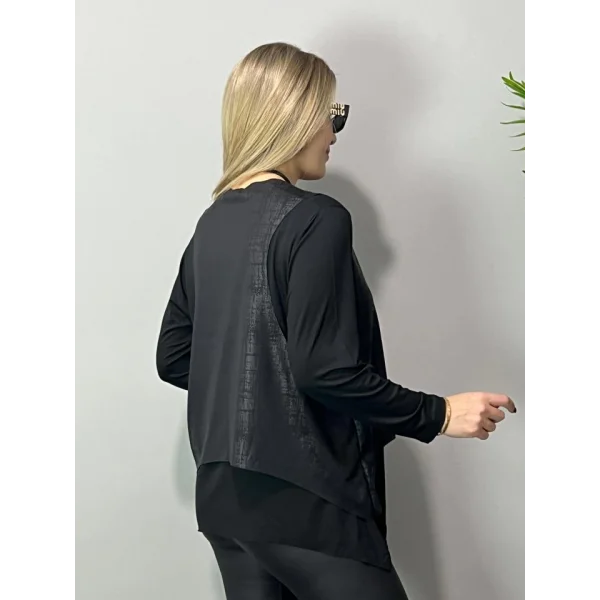 Kadın Deri Yelek Bluz Ve Kolye 3lü Takım