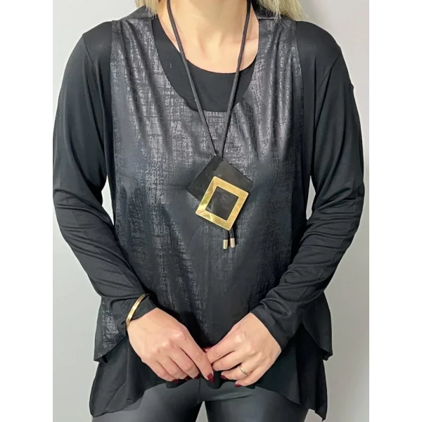 Kadın Deri Yelek Bluz Ve Kolye 3lü Takım