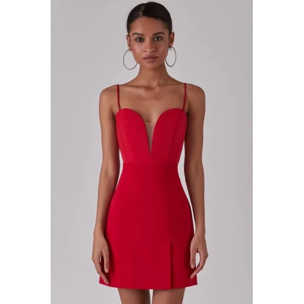 Kadın Derin V Yaka ırt Dekolteli Fırsat Ürün ini Elbise