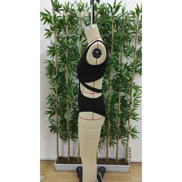 Kadın Derin V Yakalı çapraz Kesim çentikli Toka Detay Tek Parça Dalgıç Mayo