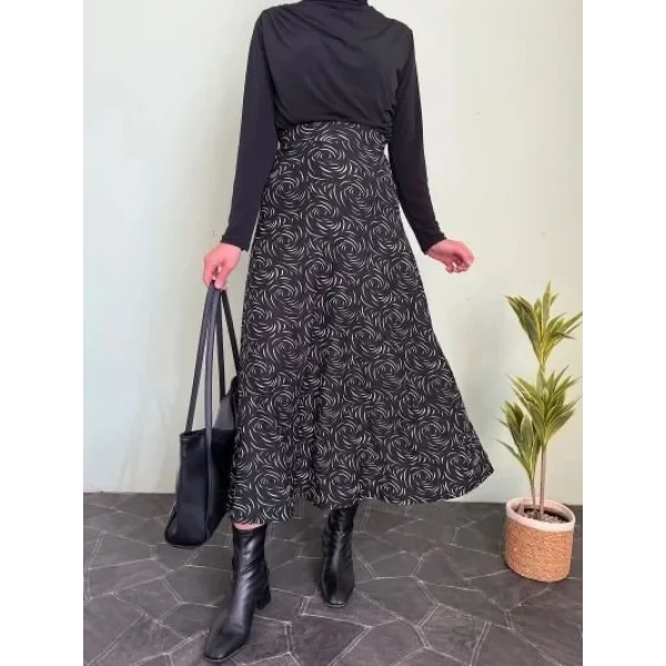 Kadın Desen Baskılı Karin Kumaş Etek