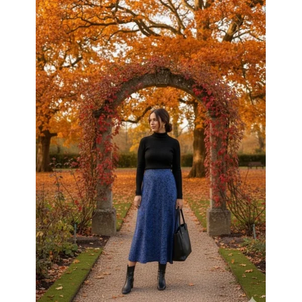 Kadın Desen Baskılı Karin Kumaş Etek