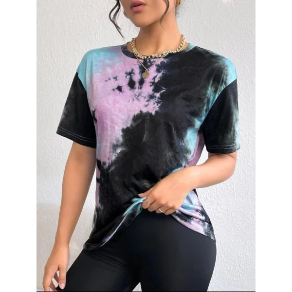 Kadın Dijital Baskılı Bisiklet Yaka Süprem Kumaş Tişört