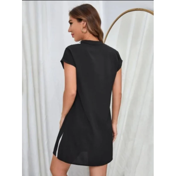 Kadın Dokuma Viskon Kumaş V Yaka Zebra Desenli Elbise