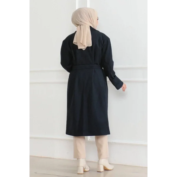 Kadın Düğmeli İçi Astarlı Kaşmir Kaşe Kaban - Laci