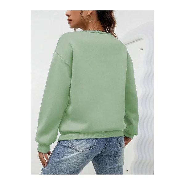 Kadın Düz Bisiklet Yaka Sweat - Mint Yeşili