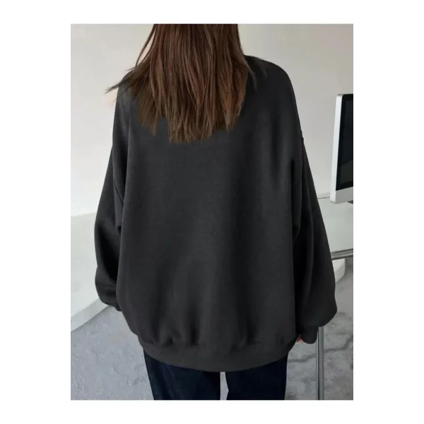 Kadın Düz Bisiklet Yaka Sweat - Siyah