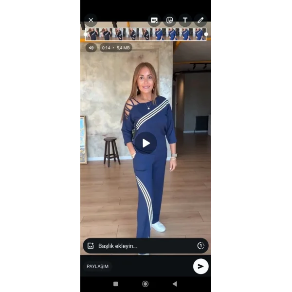 Kadın Fakir Kollu Omuz Dekolteli çapraz Ribana Detay Bluz Ve Pantolon Ikili Takım