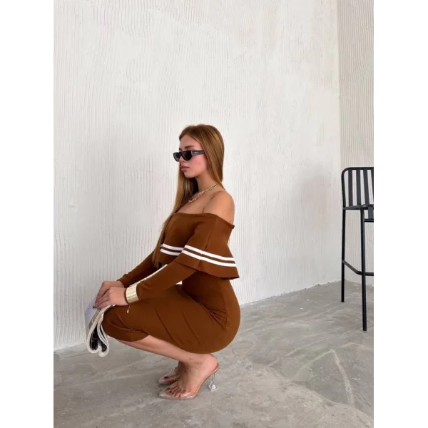 Kadın Fırsat ürünü adonna Yaka idi Boy Triko Elbise