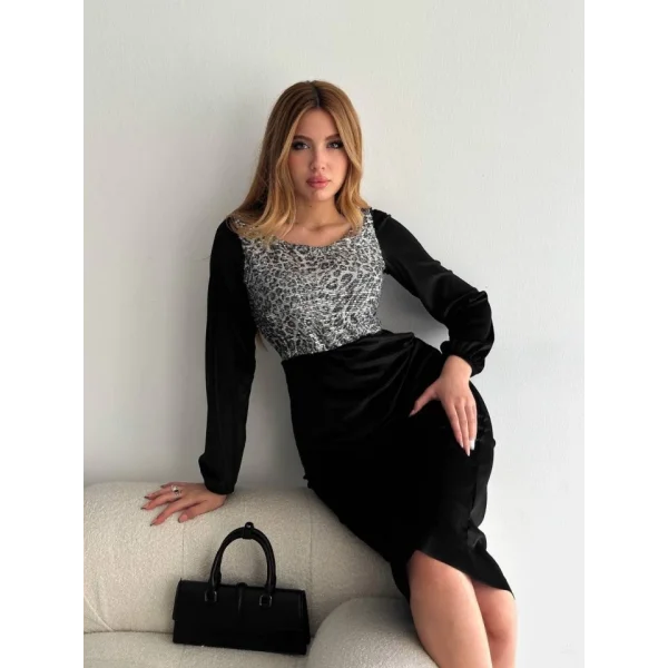 Kadın Fırsat ürünü eopar Desen Pul Payet Işlemeli idi Boy Kadife Kumaş Elbise