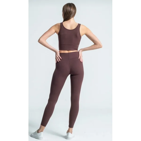 Kadın Fitilli Full Likralı Yüksek Bel Toparlayıcı Tayt Günlük ve Spor Kullanım - Kahverengi