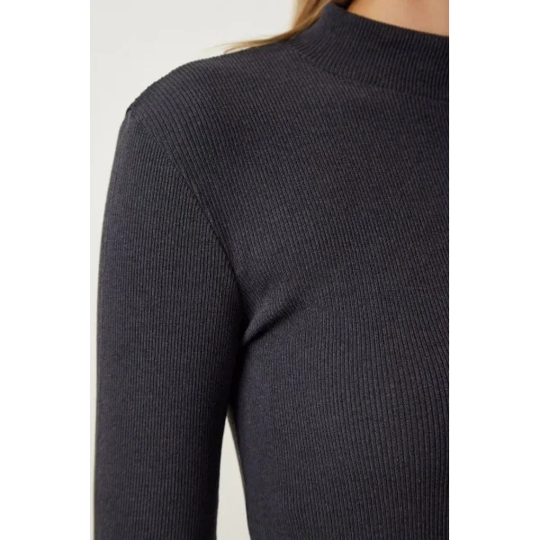 Kadın Full Likralı Fitilli Kaşkorse Body - Siyah